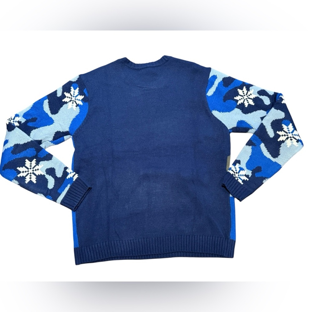 Holidays Adult Large Blue Reindeer Christmas Sweater with Snowflake Design - Picture 2 of 7